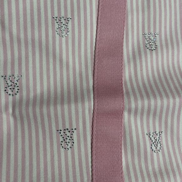 Victoria’s Secret Heritage Stripe Tote Bag Light Pink Glitter Logo Canvas NWT - Picture 4 of 5